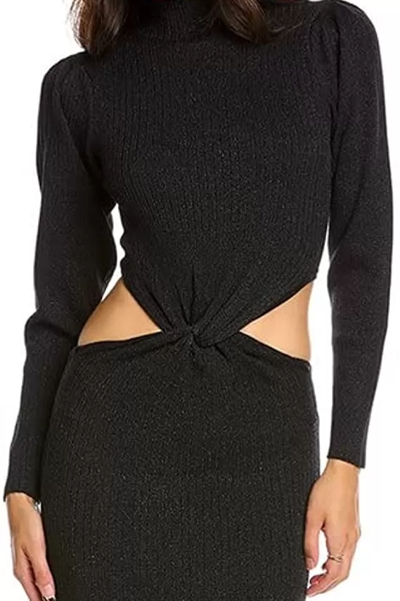 AMUR Rib Knit Turtleneck Sheath Dress