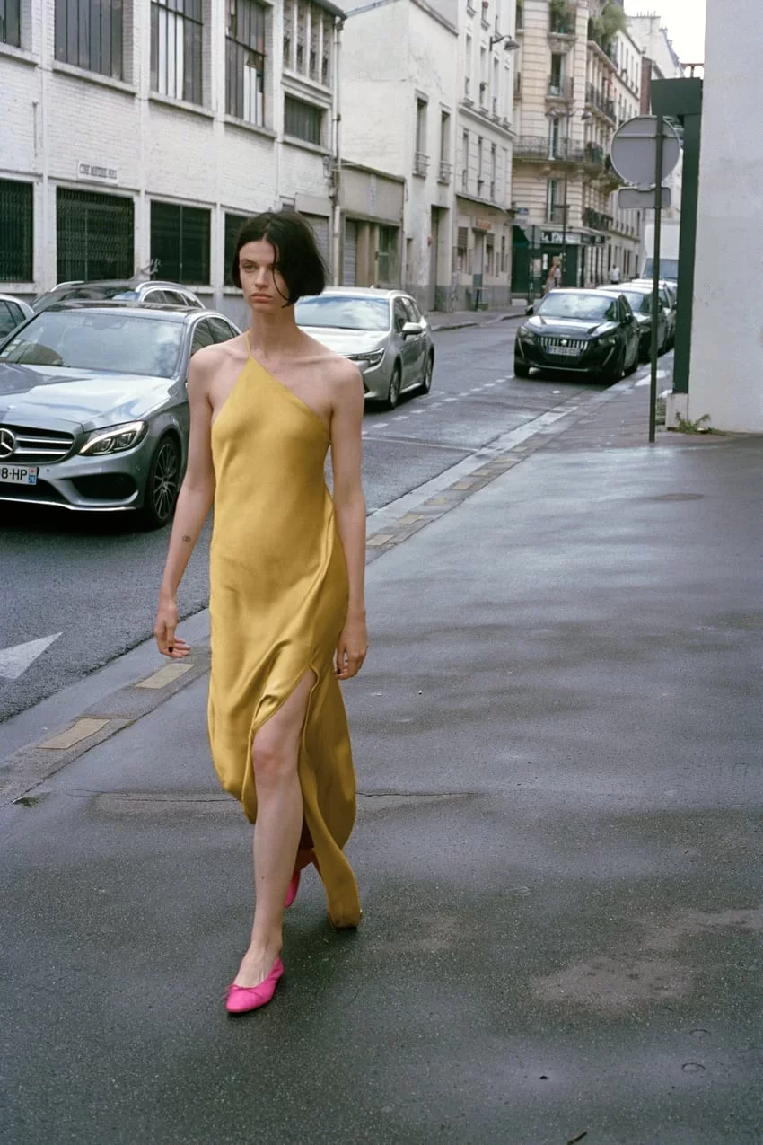 Zara Asymmetric Satin Effect Dress