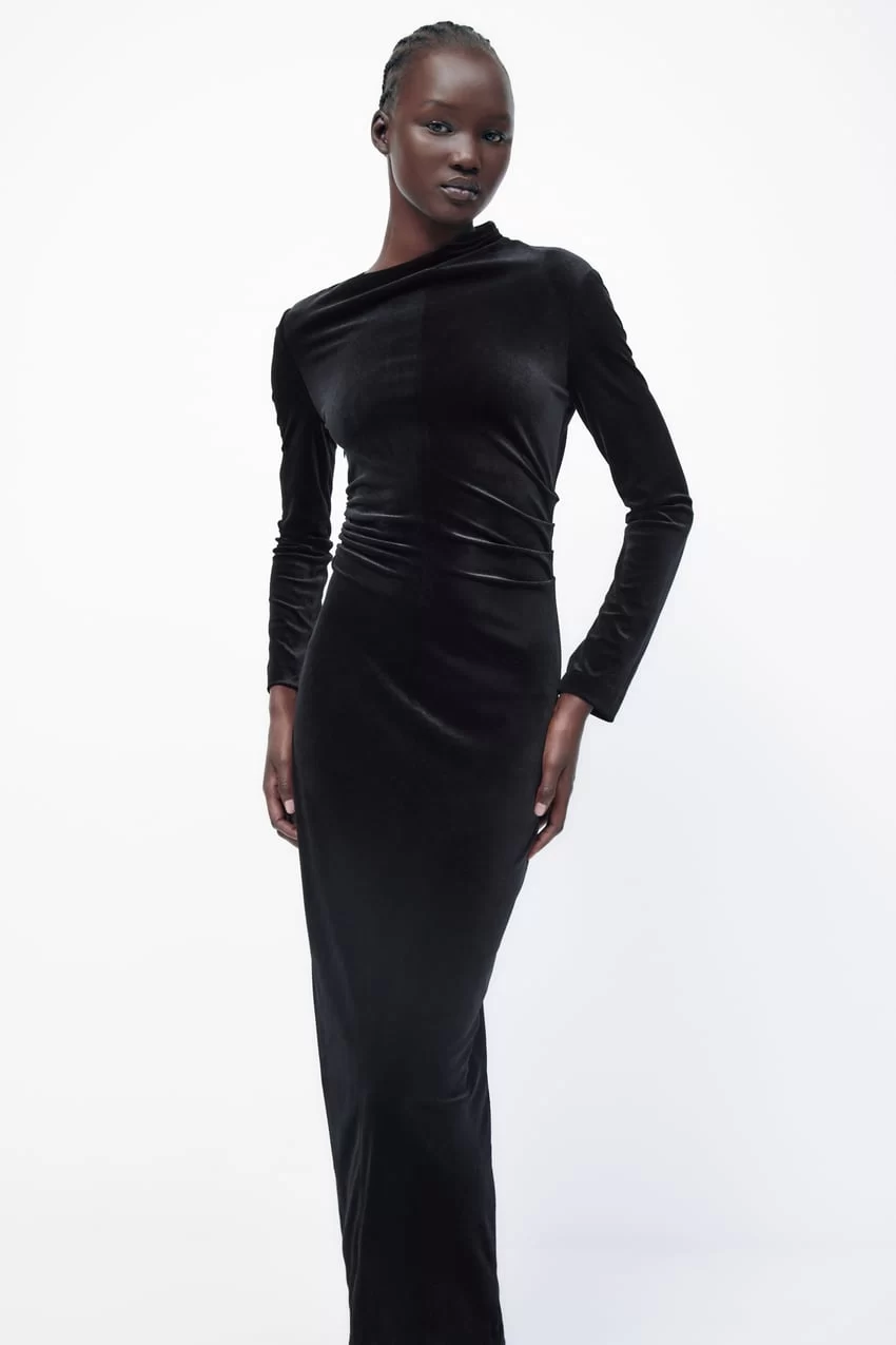 Zara Draped Velvet Dress