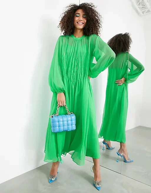 ASOS Edition Shirred Front Maxi Dress