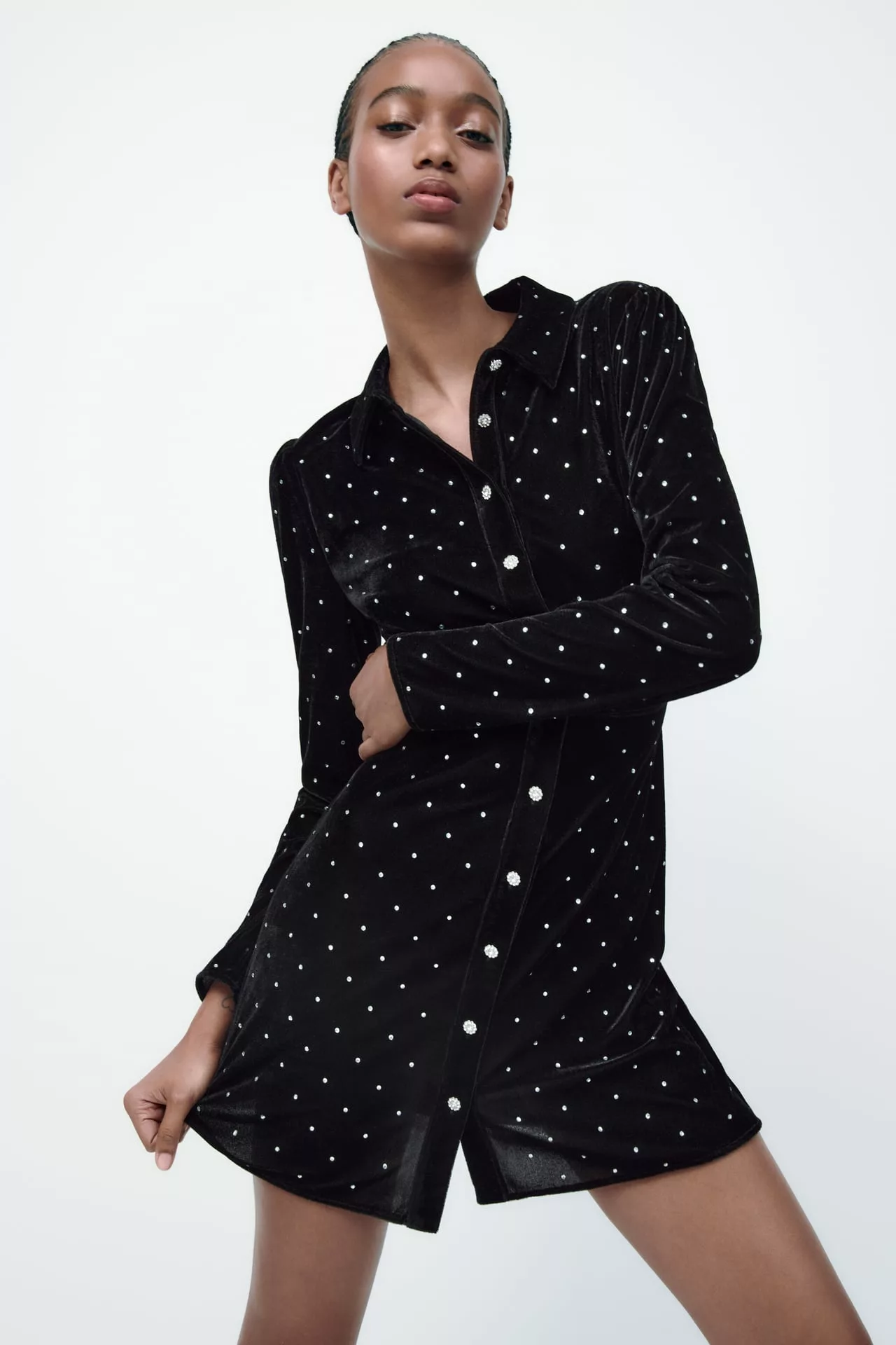 SPARKLY VELVET DRESS Zara