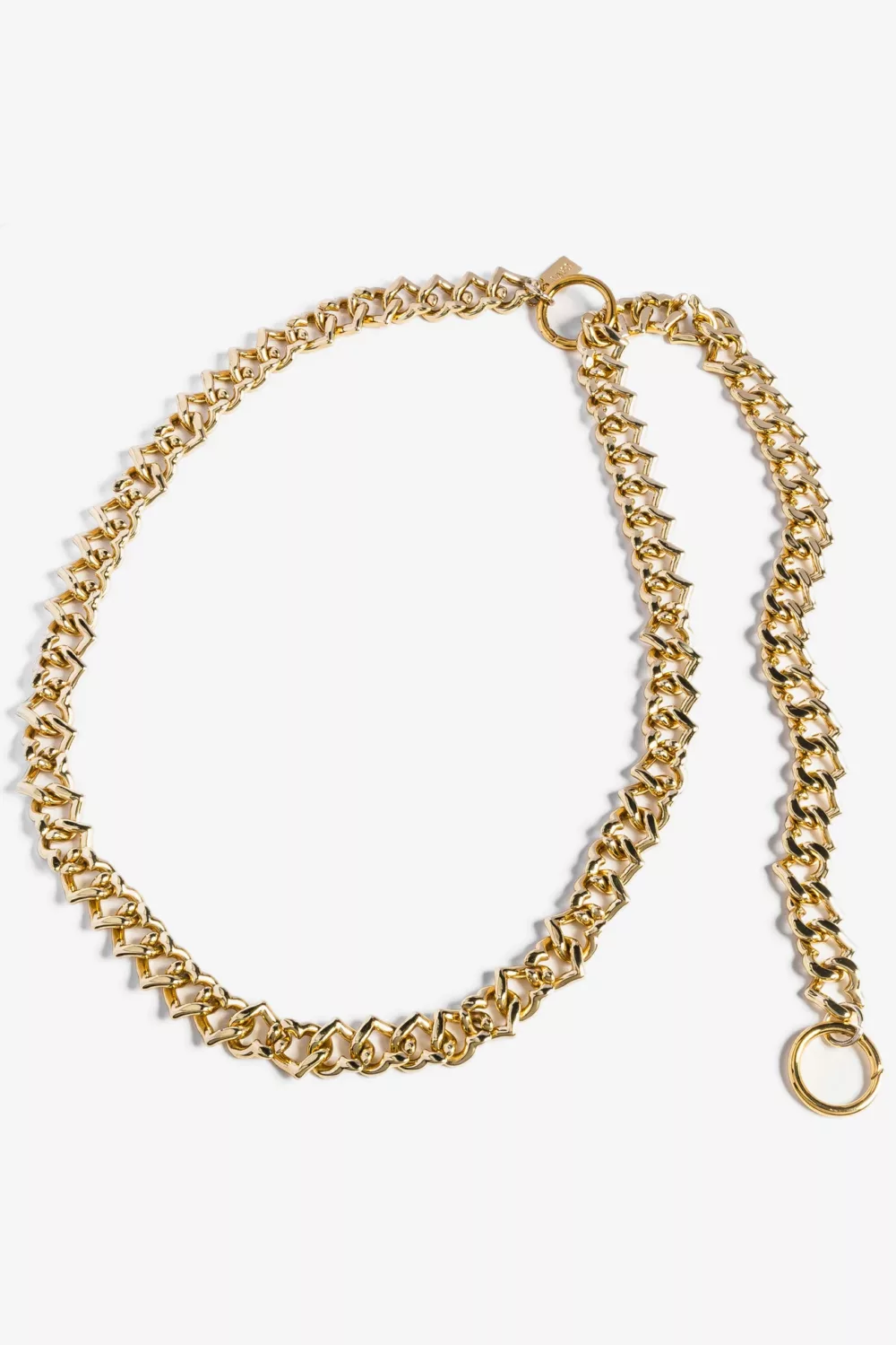 Lapo Lounge Callisto Chain Belt – A luxurious gold chain belt with interwoven links, perfect for elevating dresses, blazers, and jeans. Adjustable, timeless, and bold.