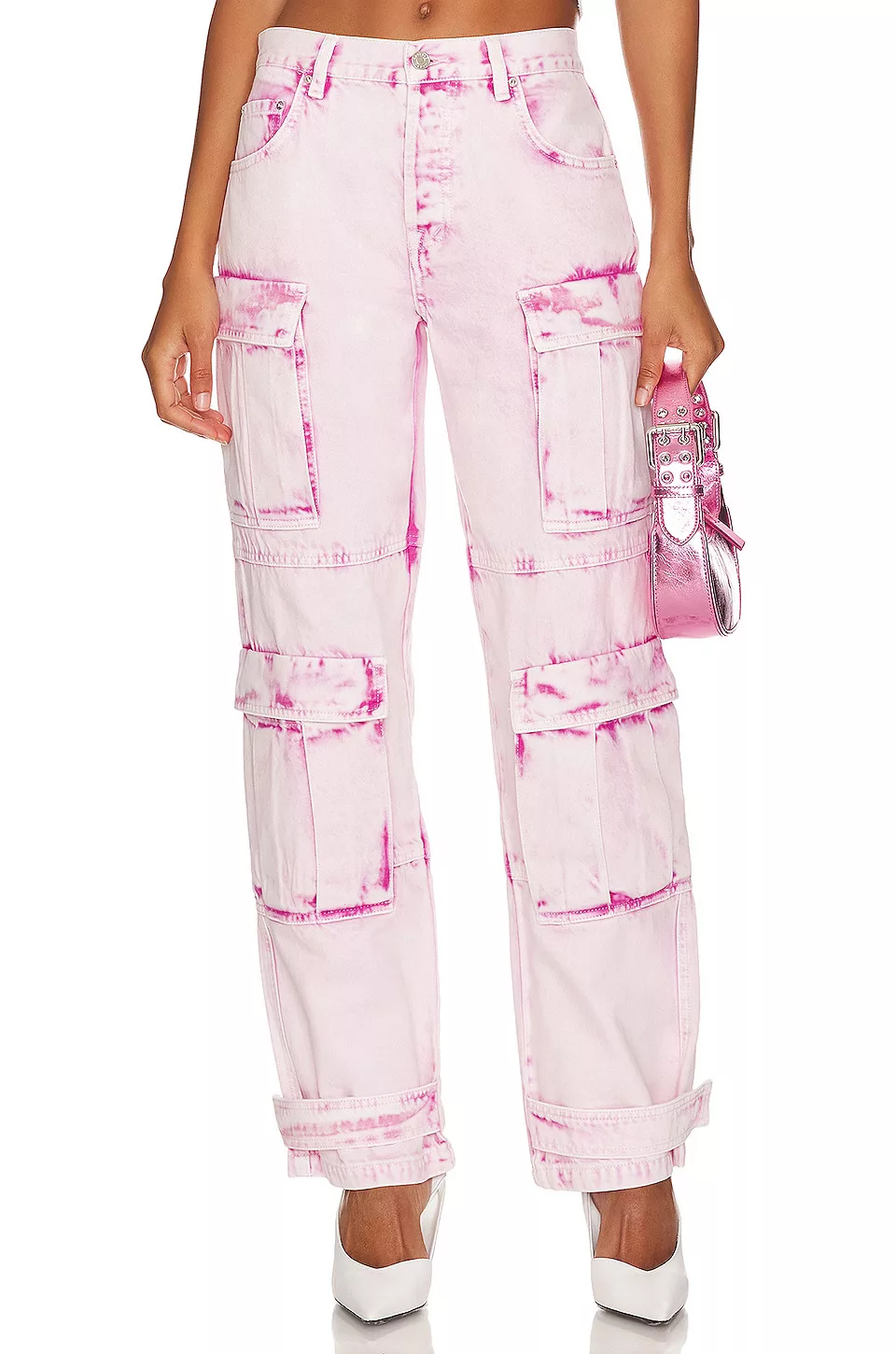 pink denim cargo pants