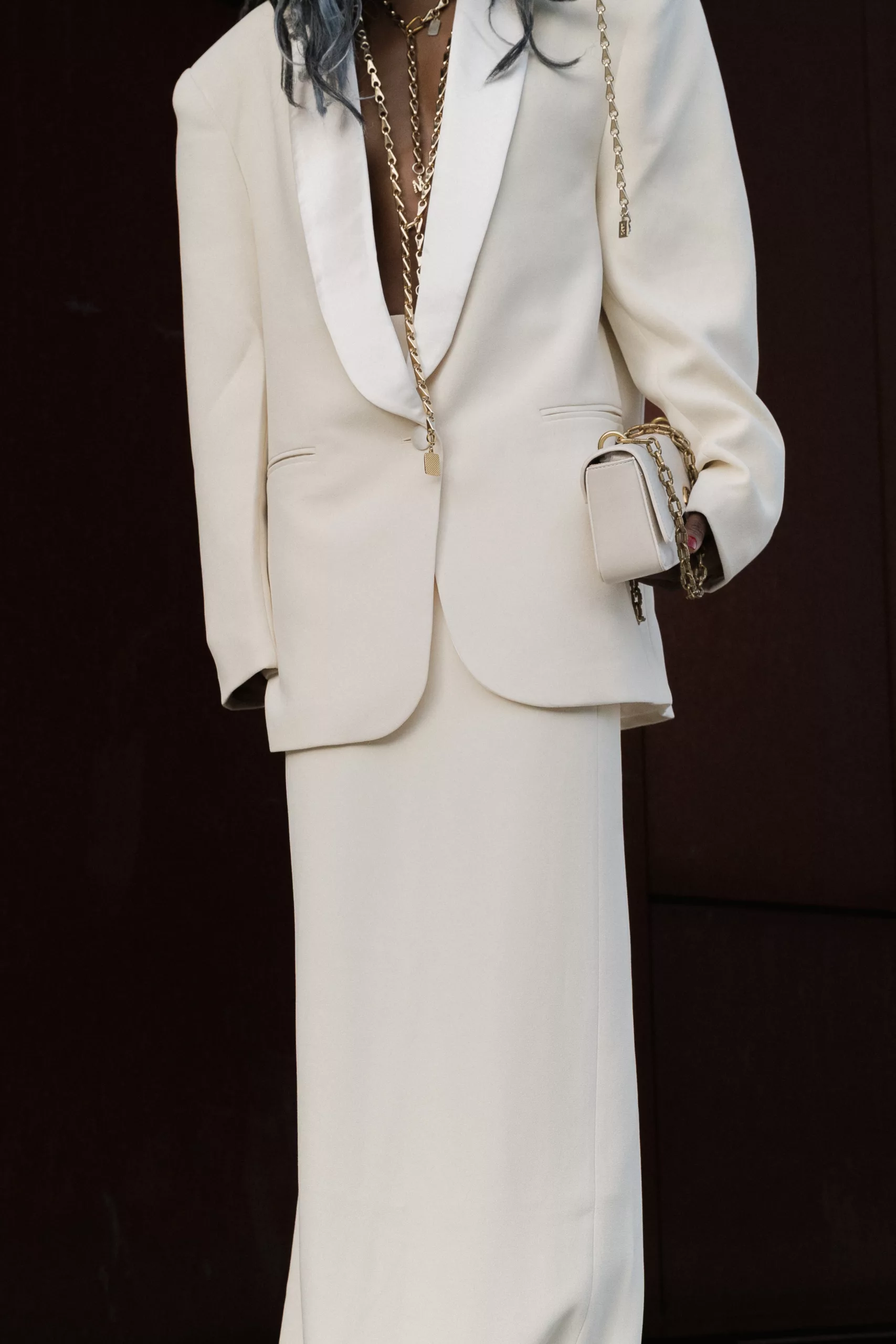 woman wearing white skirt suit - opalbyopal 