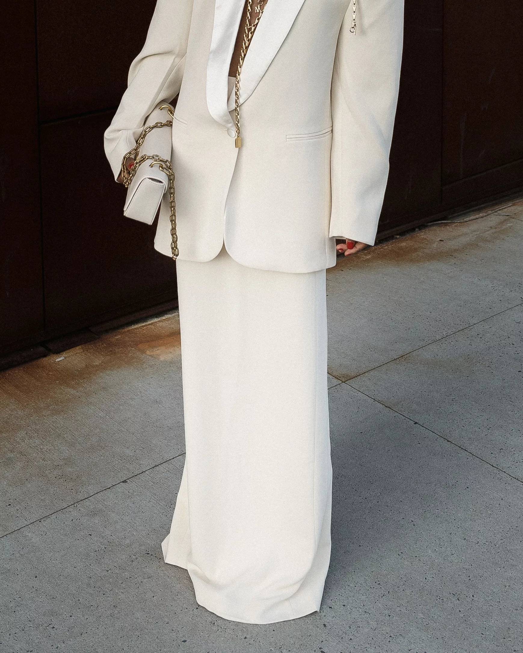 woman wearing white skirt suit - opalbyopal 