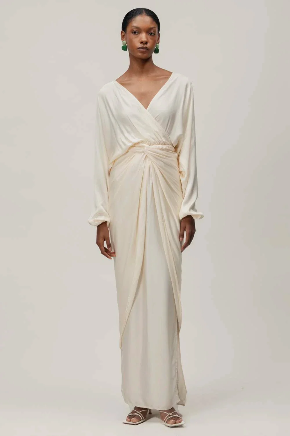 model wearing BaoBab Alexa Maxi Dress in white.