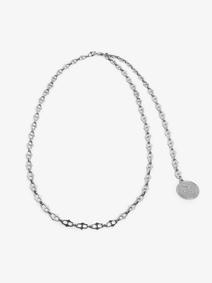 Lapo Lounge Rogue Zodiac Charm Chain Belt flatlay on white background